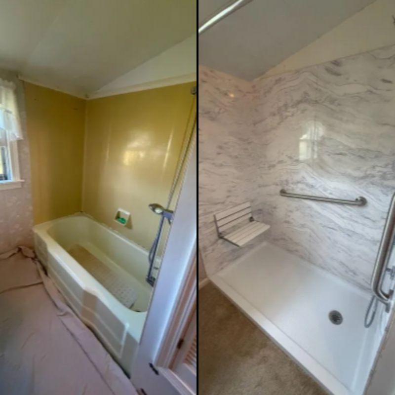 Bathroom before and after a shower update